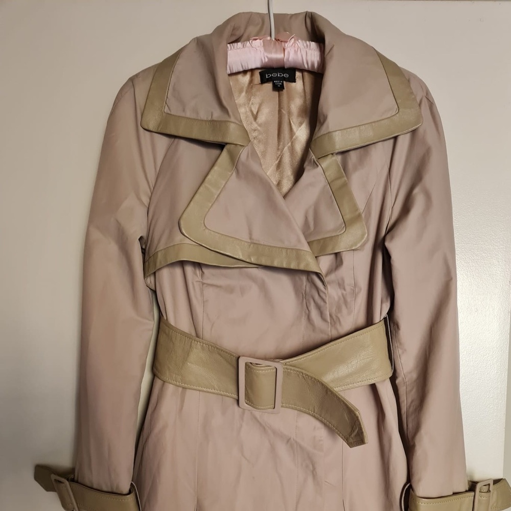 Bebe Stylish Beige Trench Coat size M